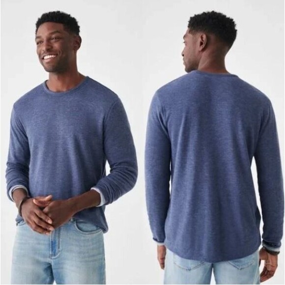 Faherty Cloud‎ Cotton Reversible Crew Neck Shirt Large* Pima Cotton Blend - Picture 1 of 12